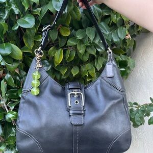 RARE black leather coach Hamilton hobo shoulder bag